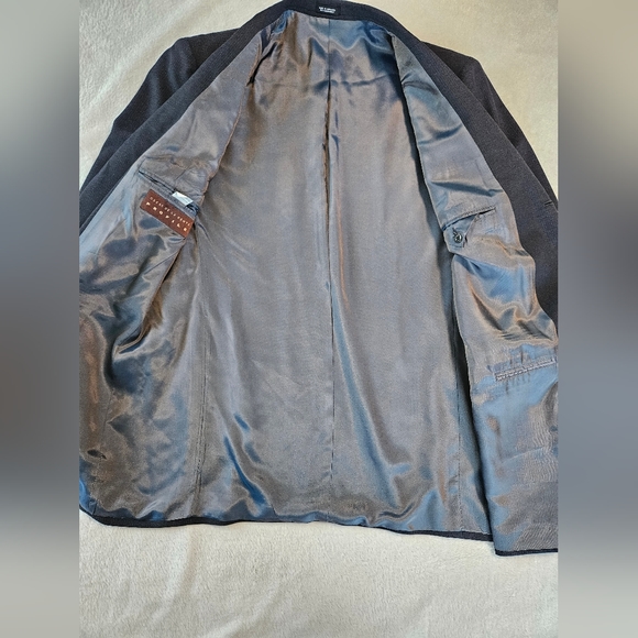 Oscar De La Renta Profile mens 42L 34W 100% wool blue pinstripe suit jacket - Picture 6 of 10